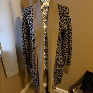 Moon & Madison Tan and Black Animal Print Cardigan